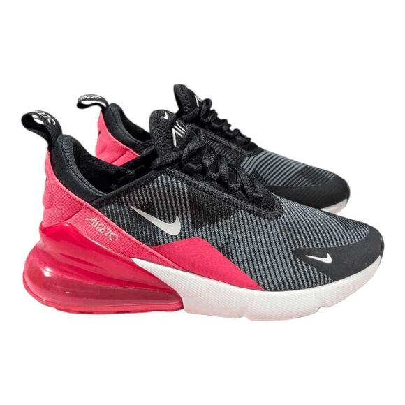 NIKE Air Max 270 Knit Jacquard 'Black Racer Pink' Running Shoes Size 6Y/W7.5 - Picture 2 of 9
